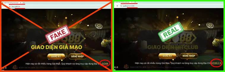 Bật Mí Cách Phân Biệt Website Go88 Thật Và Giả Cực Chuẩn 3 Chữ “Go88.com” trên logo thật rõ ràng, font chữ đồng bộ, trong khi logo giả thường sai font hoặc thêm ký tự lạ.